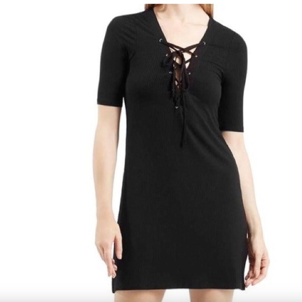 Hollister Black Ribbed Fitted  Mini Dress/Size Medium